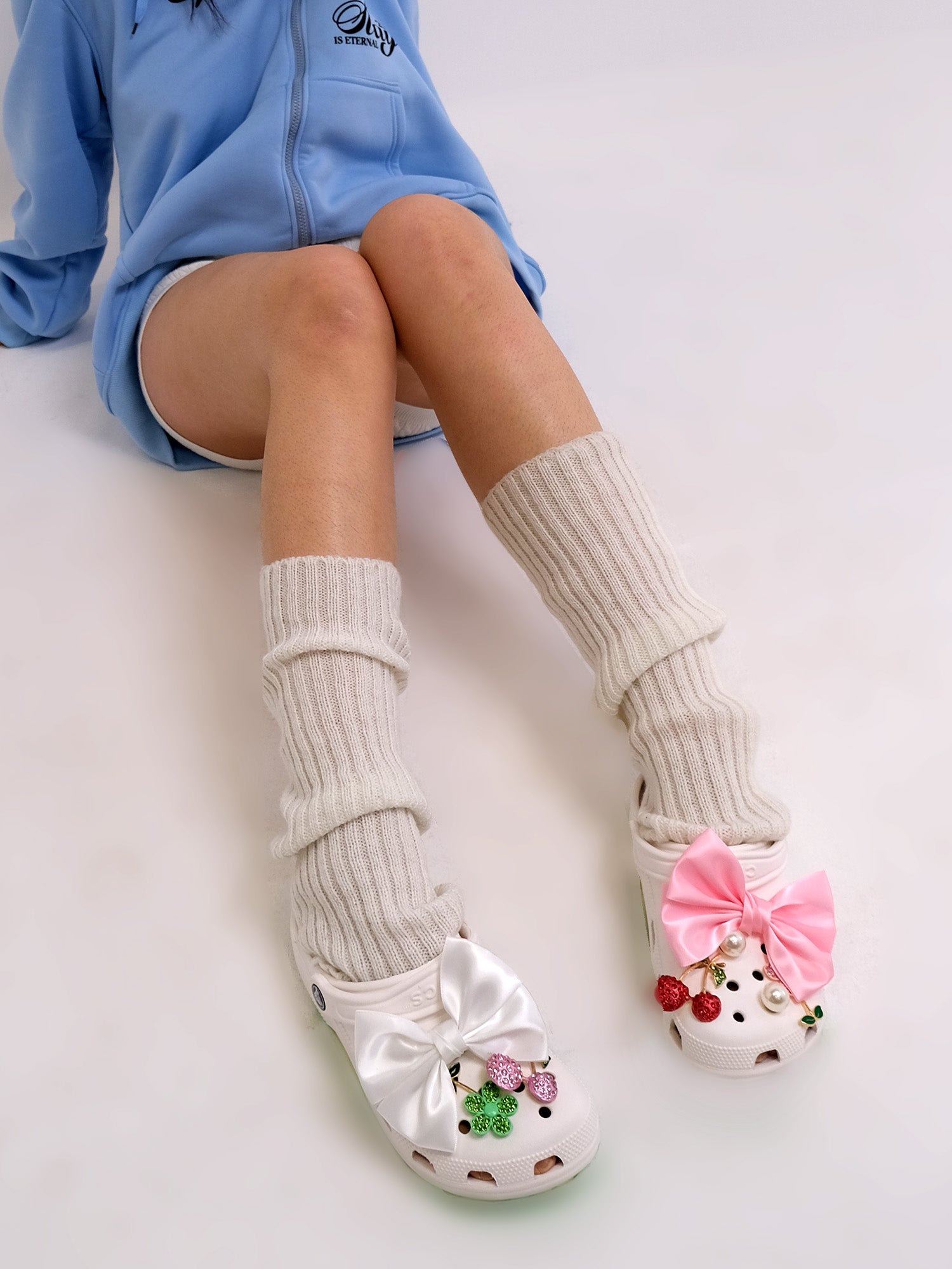 White Classic Ribbed Limb Warmers