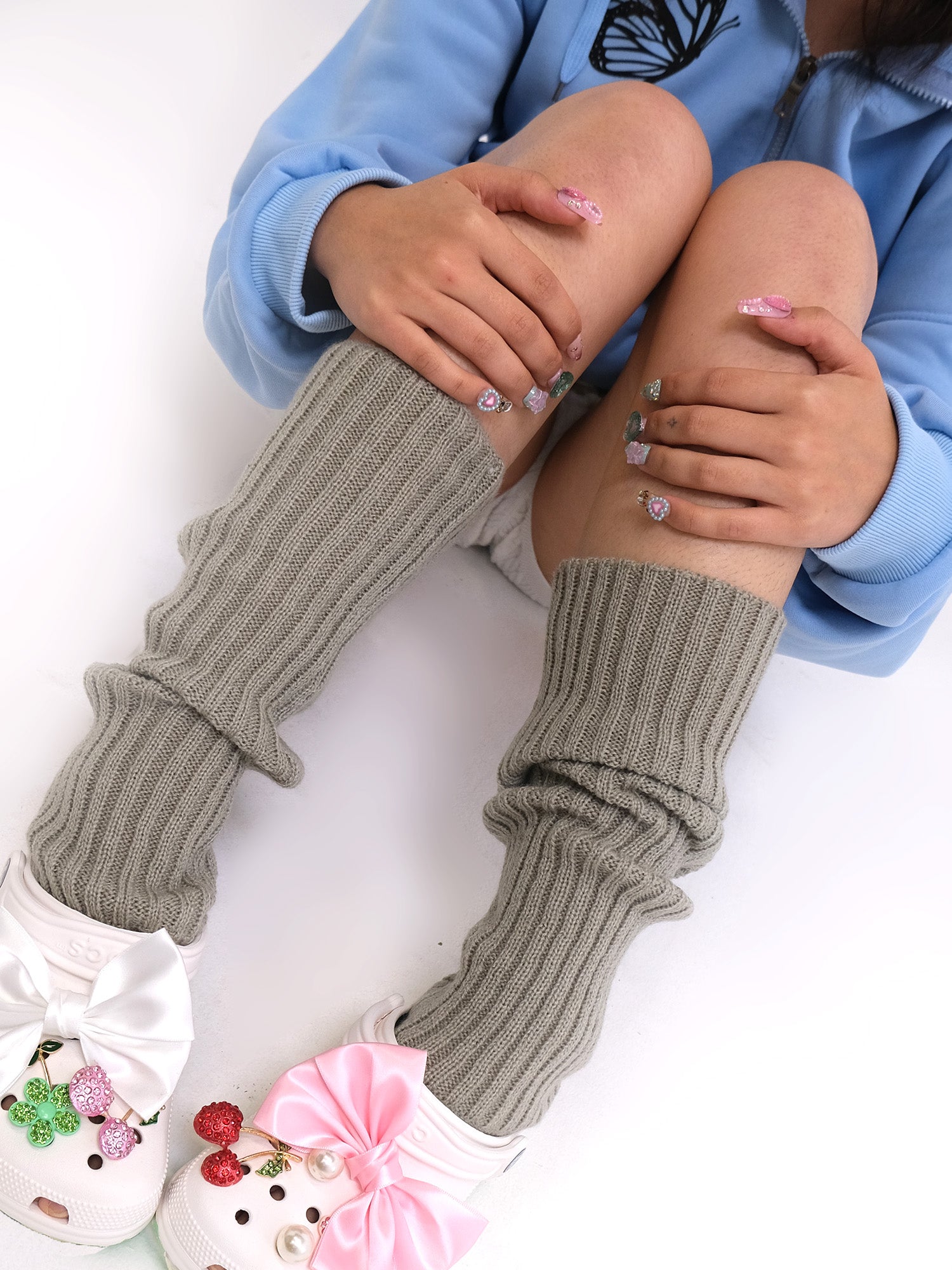 Grey Classic Ribbed Limb Warmers